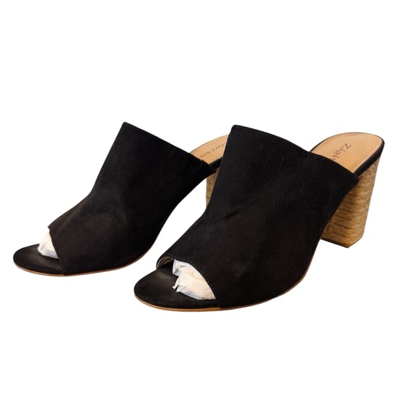 Zigi Soho Shoes - Zigi Soho Black Open Toe Slip On Mules Wrapped Woven Block Heel Size 9.5